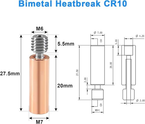 5 قطع ترقية جميع سبائك التيتانيوم المعدنية Heatbreak Sprite Extruder أنبوب أسطواني حراري لكسر الحرارة لطابعة Creality Ender 3 S1، Ender3 S1 Pro، CR10 Smart Pro، Sermoon V1 ثلاثية الأبعاد in Kuwait