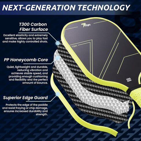 TOGRA Pickleball Paddles، مجموعة مجاذيف Pickleball من ألياف الكربون المعتمدة من USAPA مكونة من 2، مضارب كرة Pickleball خفيفة الوزن من الجرافيت مع 4 كرات Pickleball، 1 حقيبة Pickleball، مجداف كرة Pickleball للرجال والنساء in Saudi Arabia