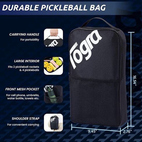 TOGRA Pickleball Paddles، مجموعة مجاذيف Pickleball من ألياف الكربون المعتمدة من USAPA مكونة من 2، مضارب كرة Pickleball خفيفة الوزن من الجرافيت مع 4 كرات Pickleball، 1 حقيبة Pickleball، مجداف كرة Pickleball للرجال والنساء in Saudi Arabia