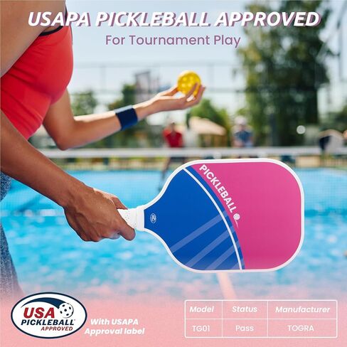 TOGRA Pickleball Paddles، مجموعة مجاذيف Pickleball من ألياف الكربون المعتمدة من USAPA مكونة من 2، مضارب كرة Pickleball خفيفة الوزن من الجرافيت مع 4 كرات Pickleball، 1 حقيبة Pickleball، مجداف كرة Pickleball للرجال والنساء in Saudi Arabia