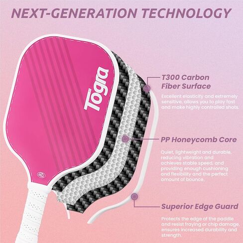 TOGRA Pickleball Paddles، مجموعة مجاذيف Pickleball من ألياف الكربون المعتمدة من USAPA مكونة من 2، مضارب كرة Pickleball خفيفة الوزن من الجرافيت مع 4 كرات Pickleball، 1 حقيبة Pickleball، مجداف كرة Pickleball للرجال والنساء in Saudi Arabia