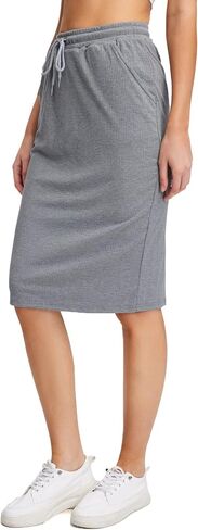 Verdusa Women's Drawstring Elastic Waist Midi Bodycon Skirt with Pocket in Saudi Arabia