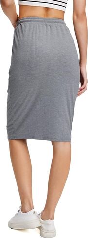 Verdusa Women's Drawstring Elastic Waist Midi Bodycon Skirt with Pocket in Saudi Arabia