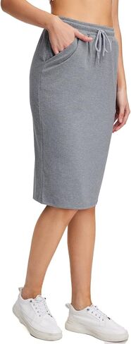 Verdusa Women's Drawstring Elastic Waist Midi Bodycon Skirt with Pocket in Saudi Arabia