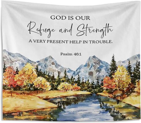 Knibeo Christian Tapestry Wall Hanging Aesthetic, PSALM 48 1 Bible Verse Tapestry, Jesus Tapestry, Christian Bible Scripture Wall Decor, Christian Backdrop, Inspirational Tapestry, 50x60 Inch in Saudi Arabia