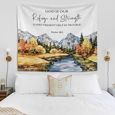 Knibeo Christian Tapestry Wall Hanging Aesthetic, PSALM 48 1 Bible Verse Tapestry, Jesus Tapestry, Christian Bible Scripture Wall Decor, Christian Backdrop, Inspirational Tapestry, 50x60 Inch in Saudi Arabia