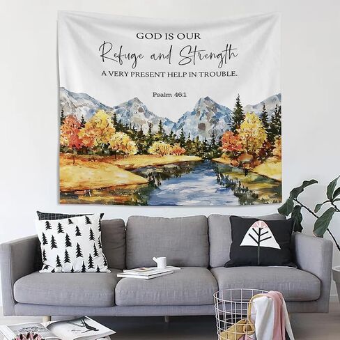 Knibeo Christian Tapestry Wall Hanging Aesthetic, PSALM 48 1 Bible Verse Tapestry, Jesus Tapestry, Christian Bible Scripture Wall Decor, Christian Backdrop, Inspirational Tapestry, 50x60 Inch in Saudi Arabia