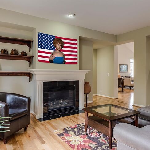 AuLYn العلم الأمريكي نسيج الجليد الموسيقى المغني التوابل نسيج 3x5Ft نسيج غرفة الفن ديكور نسيج الزينة الجدار شنقا الهدايا للمراهقين غرفة نوم غرفة المعيشة، أحمر in Kuwait