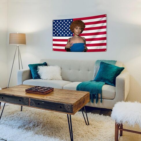 AuLYn العلم الأمريكي نسيج الجليد الموسيقى المغني التوابل نسيج 3x5Ft نسيج غرفة الفن ديكور نسيج الزينة الجدار شنقا الهدايا للمراهقين غرفة نوم غرفة المعيشة، أحمر in Kuwait