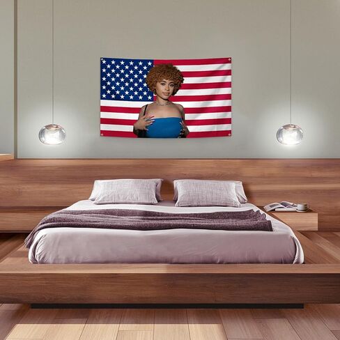 AuLYn العلم الأمريكي نسيج الجليد الموسيقى المغني التوابل نسيج 3x5Ft نسيج غرفة الفن ديكور نسيج الزينة الجدار شنقا الهدايا للمراهقين غرفة نوم غرفة المعيشة، أحمر in Kuwait