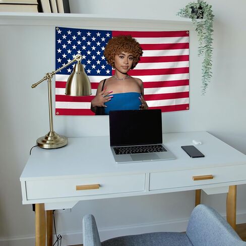 AuLYn العلم الأمريكي نسيج الجليد الموسيقى المغني التوابل نسيج 3x5Ft نسيج غرفة الفن ديكور نسيج الزينة الجدار شنقا الهدايا للمراهقين غرفة نوم غرفة المعيشة، أحمر in Kuwait