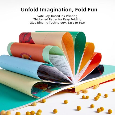 MiDeer Colorful Origami Kit 50 Pcs, Origami Paper for Kids with Craft Guiding Book, Step by Step Origami Book Origami Kit for Beginners for Toddlers, Brain Development Origami Set for Kids - Level 01 in Kuwait