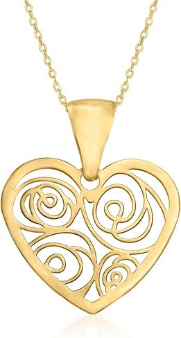 Ross-Simons Italian 14kt Yellow Gold Openwork Heart Pendant Necklace. 16.5 inches in Saudi Arabia