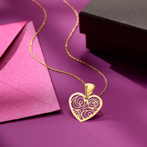 Ross-Simons Italian 14kt Yellow Gold Openwork Heart Pendant Necklace. 16.5 inches in Saudi Arabia