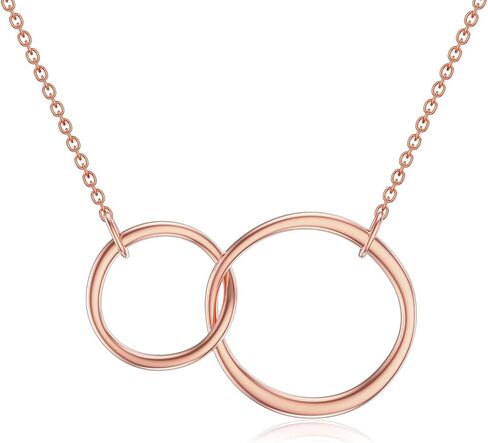 Mothers Day Gifts for Mom 14K Gold Interlocking Circle Necklace Two Circles Mother Daughter Necklace Mom Jewelry for Women Daughter Sister in Saudi Arabia