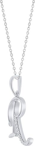 Elmas 925 Sterling Silver Round White Diamond A-Z Letter Alphabet Initial Pendant for Women with 18+2 Inch Cable Chain in Saudi Arabia