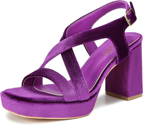 CAMSSOO Women's Crisscross Strappy Heels Open Square Toe 3.74 IN Chunky Heel Ankle Strap Platform Sandals Shoes in Saudi Arabia