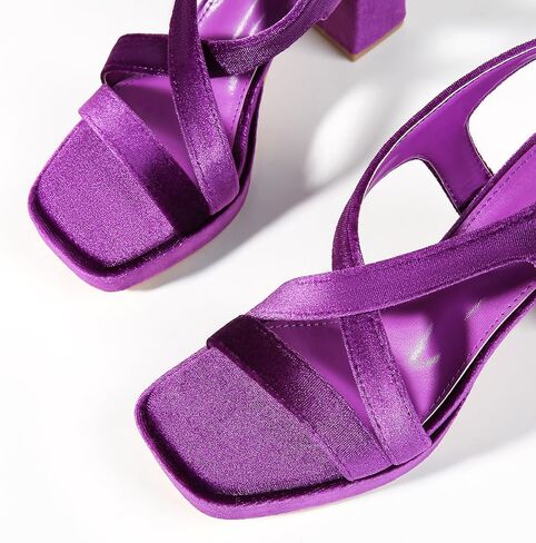 CAMSSOO Women's Crisscross Strappy Heels Open Square Toe 3.74 IN Chunky Heel Ankle Strap Platform Sandals Shoes in Saudi Arabia