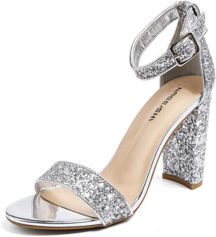 Meckior Hi-Chunk Heels for Women Dressy Sandals Block Chunky Platform High Heel Pump Sandals Open Toe Wedding Party Evening Prom Ankle Strap Dress Sandals Shoes in Kuwait