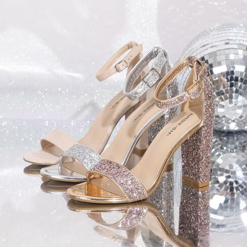 Meckior Hi-Chunk Heels for Women Dressy Sandals Block Chunky Platform High Heel Pump Sandals Open Toe Wedding Party Evening Prom Ankle Strap Dress Sandals Shoes in Kuwait