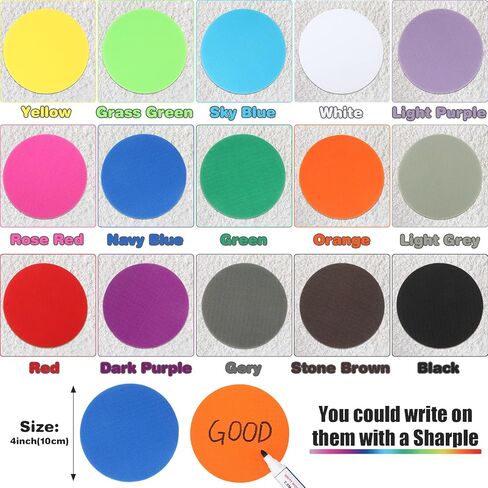 240 قطعة من علامة السجاد المنقطة على الأرض، علامة دائرة للسجاد لديكور الفصل الدراسي، مستلزمات معلم المدرسة الابتدائية، ديكور الفصل الدراسي للحضانة الابتدائية، 4 بوصة (متعدد الألوان) in Kuwait