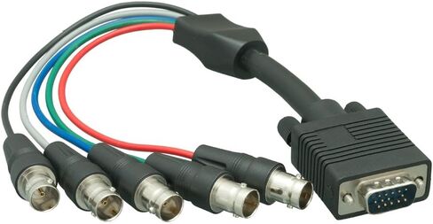 ZC7QEXMF-01 كابل شاشة VGA إلى 5 صغير متحد المحور، HD15 M/BNC F X 5، 1 بوصة، 28AWG، OD:9.0 مم in Kuwait