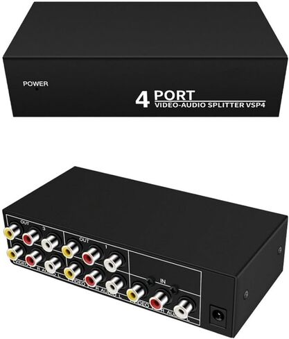 4 منافذ 3RCA AV كابل الصوت والفيديو الفاصل 1 في 4 خارج 1 في 2 خارج مشغل DVD وحدة تحكم ألعاب صندوق التلفزيون شاشة تلفزيون خارجية جهاز عرض مركب AV محول محول in Saudi Arabia