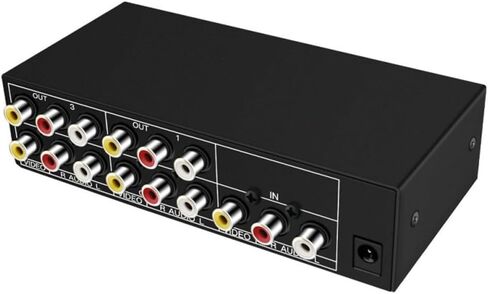 4 منافذ 3RCA AV كابل الصوت والفيديو الفاصل 1 في 4 خارج 1 في 2 خارج مشغل DVD وحدة تحكم ألعاب صندوق التلفزيون شاشة تلفزيون خارجية جهاز عرض مركب AV محول محول in Saudi Arabia