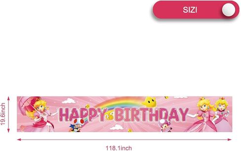 لافتة حفل عيد ميلاد الأميرة الخوخ، ديكور حفلات بطابع الأميرة الخوخ، لافتة لافتة للحديقة للاستخدام الداخلي والخارجي in Kuwait