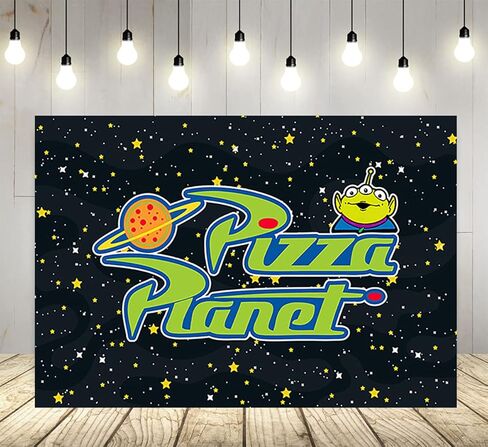 Pizza Planet Backdrop for Birthday Party Supplies Photo Backgrounds Toy Story Birthday Theme Baby Shower Banner 59x38in in Saudi Arabia