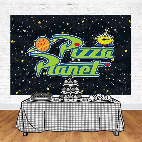 Pizza Planet Backdrop for Birthday Party Supplies Photo Backgrounds Toy Story Birthday Theme Baby Shower Banner 59x38in in Saudi Arabia