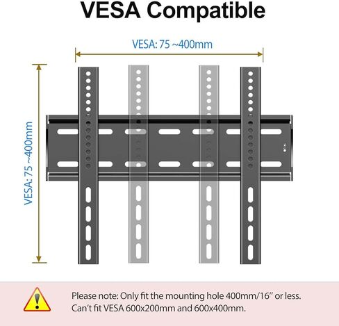حامل تلفزيون ثابت على الحائط لمعظم أجهزة التلفاز المنحنية المسطحة LED LCD OLED مقاس 26-55 بوصة، 32 42 43 50 بوصة حامل تلفزيون على الحائط فائق النحافة بحد أقصى VESA 400 × 400 مم يتحمل ما يصل إلى 115 رطلاً حامل تلفزيون عالمي منخفض المستوى in Kuwait