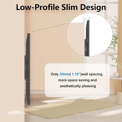 حامل تلفزيون ثابت على الحائط لمعظم أجهزة التلفاز المنحنية المسطحة LED LCD OLED مقاس 26-55 بوصة، 32 42 43 50 بوصة حامل تلفزيون على الحائط فائق النحافة بحد أقصى VESA 400 × 400 مم يتحمل ما يصل إلى 115 رطلاً حامل تلفزيون عالمي منخفض المستوى in Kuwait