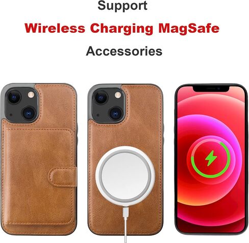 حافظة محفظة Bocasal لهاتف iPhone 13/14 متوافقة مع MagSafe المغناطيسي RFID حافظة قابلة للفصل من جلد البولي يوريثان الفاخر مع فتحات للبطاقات وحامل مسند وشحن لاسلكي 6.1 بوصة (بني) in Saudi Arabia