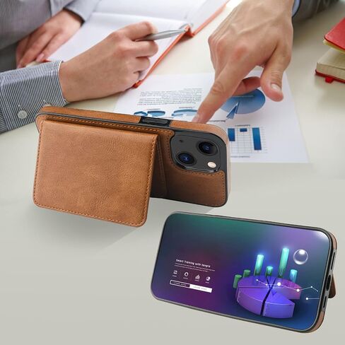 حافظة محفظة Bocasal لهاتف iPhone 13/14 متوافقة مع MagSafe المغناطيسي RFID حافظة قابلة للفصل من جلد البولي يوريثان الفاخر مع فتحات للبطاقات وحامل مسند وشحن لاسلكي 6.1 بوصة (بني) in Saudi Arabia