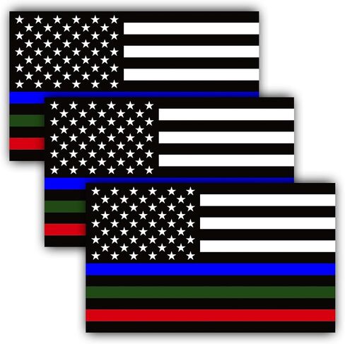 ANLEY 5 X 3 inch Thin Blue Line US Flag Decal - Black White and Blue Reflective Stripe American Flag Car Stickers - Support Police and Law Enforcement Officers (3 Pack) in Saudi Arabia