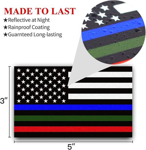 ANLEY 5 X 3 inch Thin Blue Line US Flag Decal - Black White and Blue Reflective Stripe American Flag Car Stickers - Support Police and Law Enforcement Officers (3 Pack) in Saudi Arabia