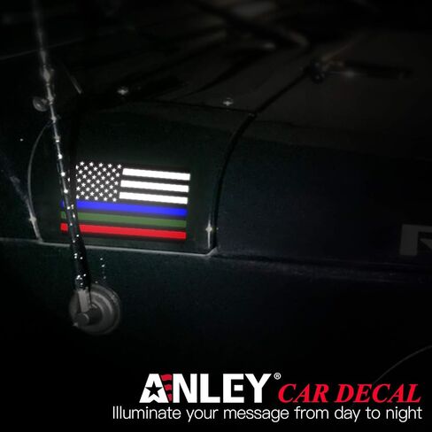 ANLEY 5 X 3 inch Thin Blue Line US Flag Decal - Black White and Blue Reflective Stripe American Flag Car Stickers - Support Police and Law Enforcement Officers (3 Pack) in Saudi Arabia