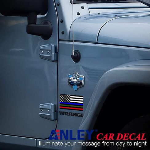 ANLEY 5 X 3 inch Thin Blue Line US Flag Decal - Black White and Blue Reflective Stripe American Flag Car Stickers - Support Police and Law Enforcement Officers (3 Pack) in Saudi Arabia