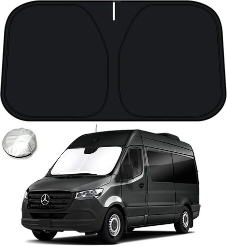 Bestview Windshield Sun Shade for 2007-2024 Merce-des Benz Sprinter, Front Window Sunshade Sun Visor Protector Block UV Rays Heat, Foldable 2 Layers 210T in Saudi Arabia
