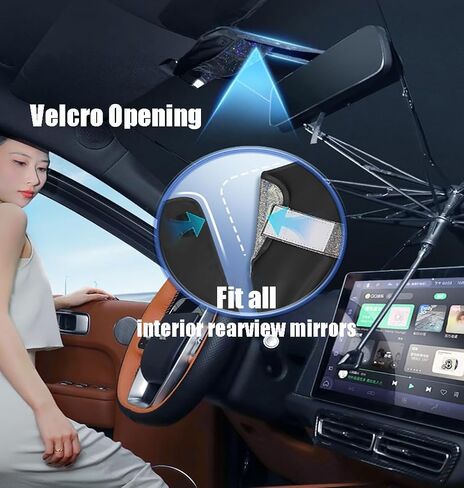 مظلة شمسية جديدة مطورة للزجاج الأمامي للسيارة، مظلة عاكسة للحماية من الشمس للسيارة الداخلية قابلة للطي من الألومنيوم النانوي، مظلات تبريد لسيارة الدفع الرباعي، متوسطة (56 بوصة طول × 33 بوصة عرض) in Kuwait