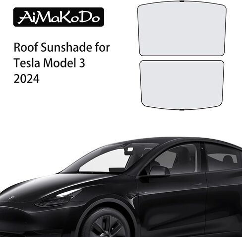 Tesla Model 3 Roof Sunshade, Foldable No-Sag Design Ice Crystal Sunshade for Tesla Model 3 2017-2023 Front & Rear Top Windows Sun Shade Windshield and Sunroof to Block UV and Keep Cooling in Saudi Arabia