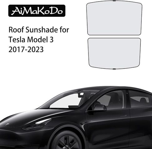 Tesla Model 3 Roof Sunshade, Foldable No-Sag Design Ice Crystal Sunshade for Tesla Model 3 2017-2023 Front & Rear Top Windows Sun Shade Windshield and Sunroof to Block UV and Keep Cooling in Saudi Arabia