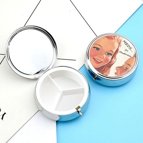 Round Pill Box Pill Case,3 Compartment Medicine,Portable Pocket Pill Box Dispenser for Purse Vitamin Fish Oil Compartments Container Medicine Box (Beautiful Snow-Capped Mountains), Small in Saudi Arabia