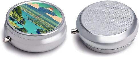 Round Pill Box Pill Case,3 Compartment Medicine,Portable Pocket Pill Box Dispenser for Purse Vitamin Fish Oil Compartments Container Medicine Box (Beautiful Snow-Capped Mountains), Small in Saudi Arabia