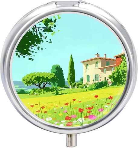 Round Pill Box Pill Case,3 Compartment Medicine,Portable Pocket Pill Box Dispenser for Purse Vitamin Fish Oil Compartments Container Medicine Box (Beautiful Snow-Capped Mountains), Small in Saudi Arabia