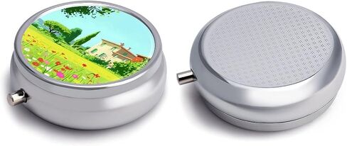Round Pill Box Pill Case,3 Compartment Medicine,Portable Pocket Pill Box Dispenser for Purse Vitamin Fish Oil Compartments Container Medicine Box (Beautiful Snow-Capped Mountains), Small in Saudi Arabia