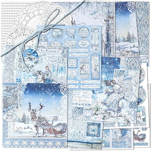 Vintage Pattern Paper Scrapbooking Paper Decorative Paper Decoupage Paper with Pearl Sticker Paper String Round Doily Paper for Card Making Crafts Collage Gift Wrapping (Spring) in Kuwait