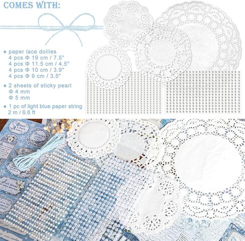 Vintage Pattern Paper Scrapbooking Paper Decorative Paper Decoupage Paper with Pearl Sticker Paper String Round Doily Paper for Card Making Crafts Collage Gift Wrapping (Spring) in Kuwait