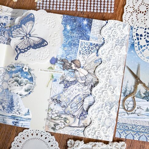 Vintage Pattern Paper Scrapbooking Paper Decorative Paper Decoupage Paper with Pearl Sticker Paper String Round Doily Paper for Card Making Crafts Collage Gift Wrapping (Spring) in Kuwait